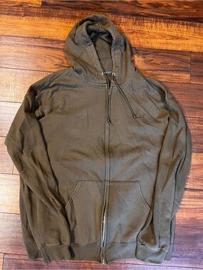 Men's Olive Zip-Up Hooded Sweatshirt
